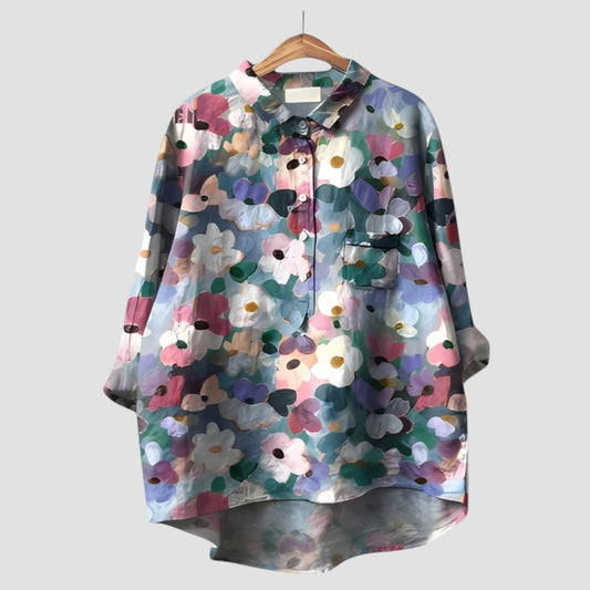 VERONICA ⏐ Camicia Oversize con Fantasia Floreale Artistica