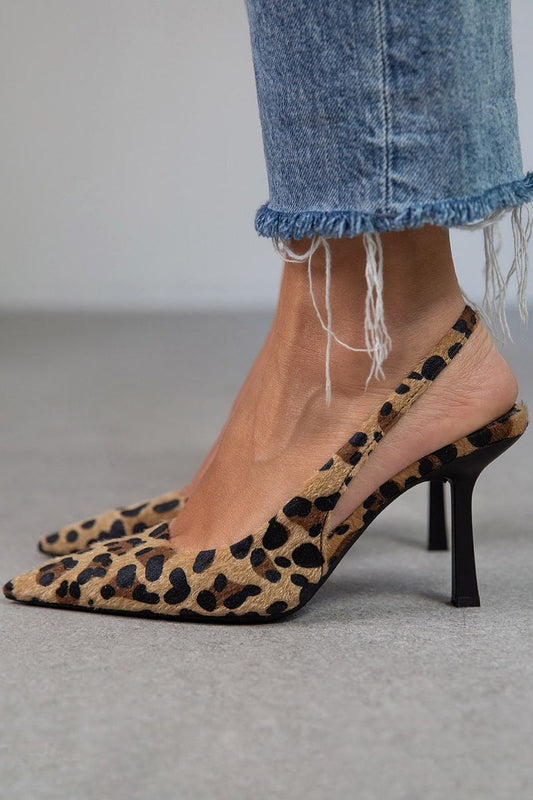 Laro™ | Décolleté a punta con stampa leopardata color cachi