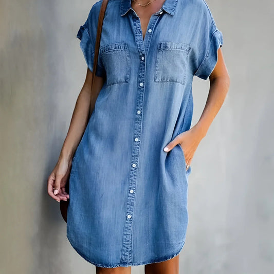 Bruna™ | Abito Camicia Relaxed con Chiusura a Bottoni