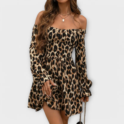 Catarina™ - Vestido curto com estampado de leopardo