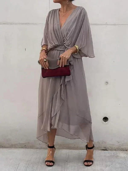 Monica™ | Elegante Abito in Chiffon di Seta con Affascinante Scollatura a V