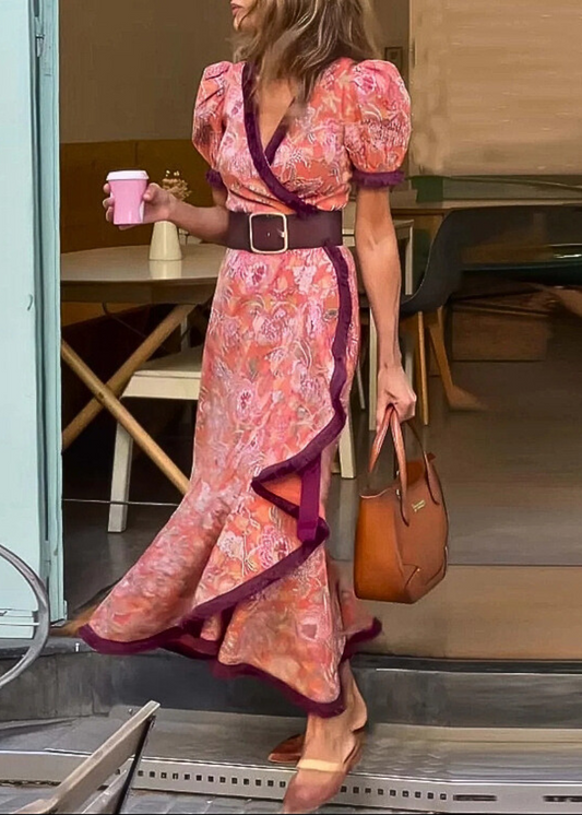 Charlotte - Elegante Abito Maxi Rosa