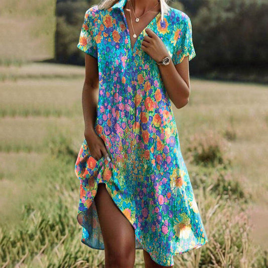 Taylor - Vestito Vintage Boho con Scollatura a V