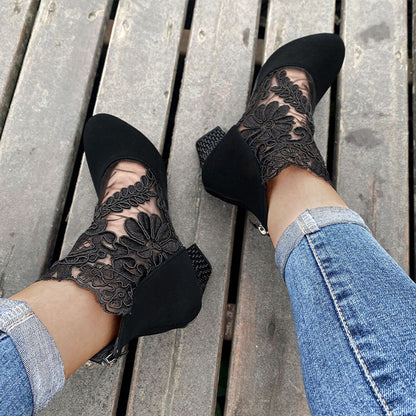 Evelyn Elegante Zomerse Kanten Hoge Hakken👢✨